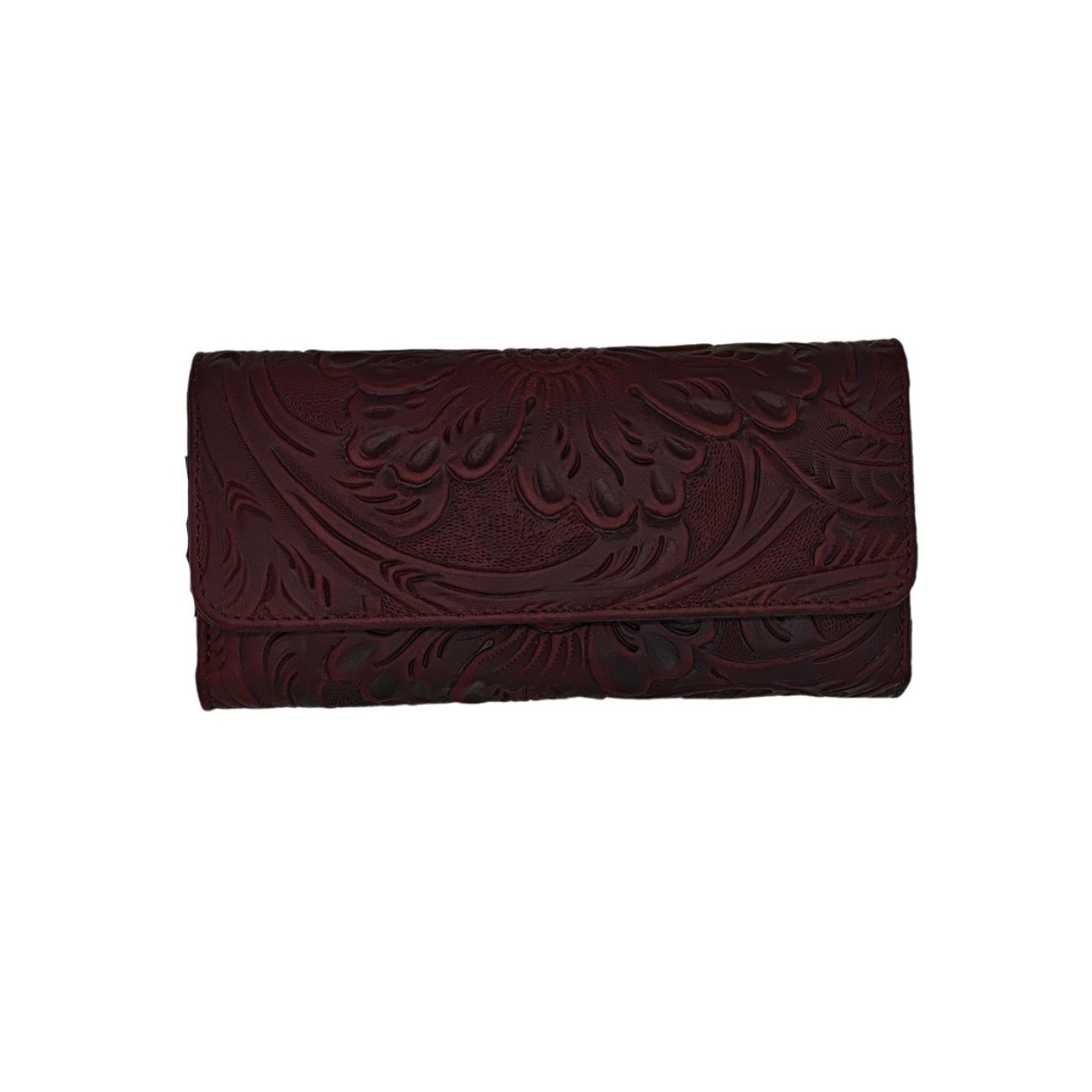 Cartera En Piel Vacuno Cincelada Fana Fanny Vino