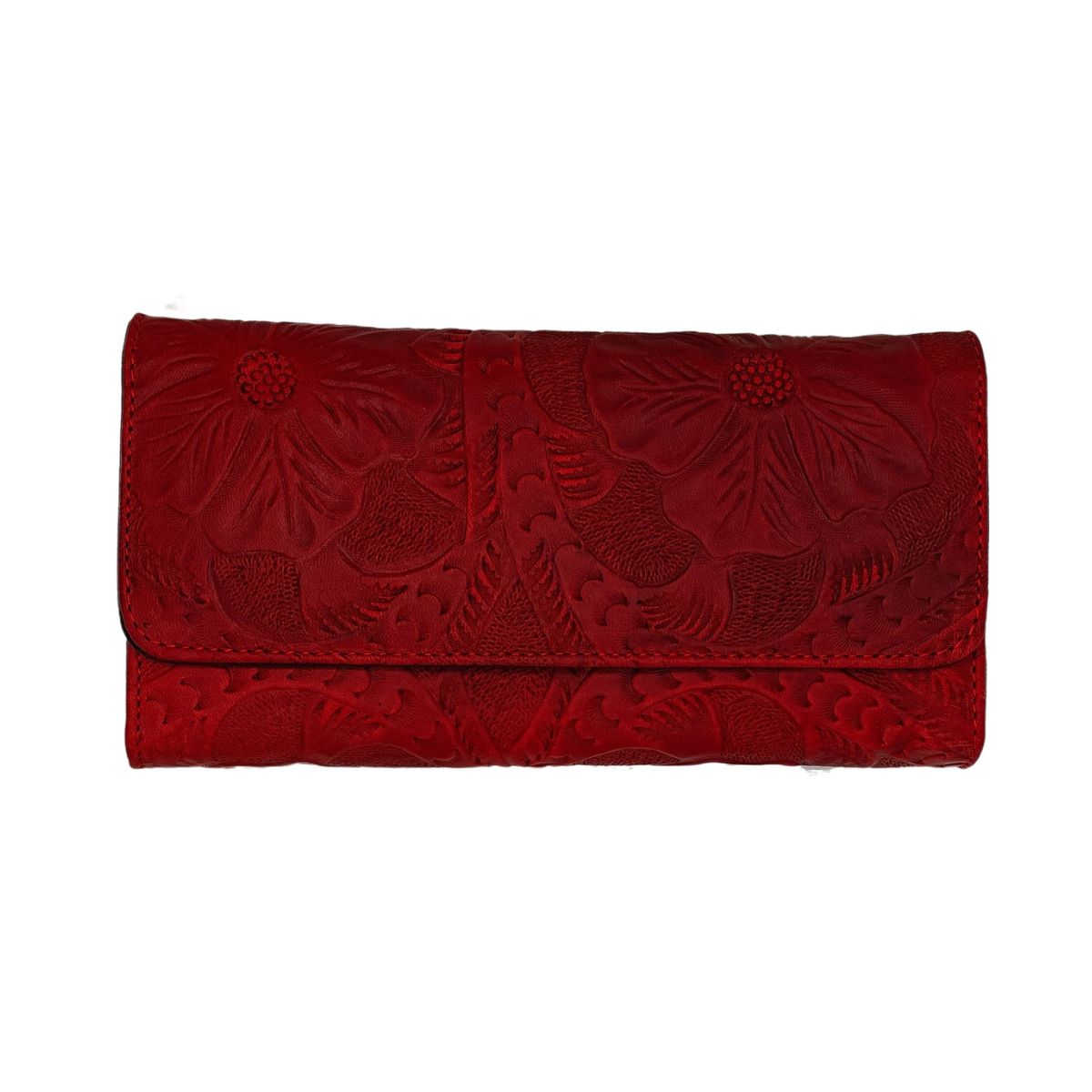 Cartera En Piel Vacuno Cincelada Fana Fanny Rojo