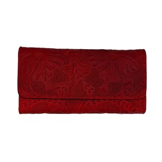 Foto 1 | Cartera En Piel Vacuno Cincelada Fana Fanny Rojo
