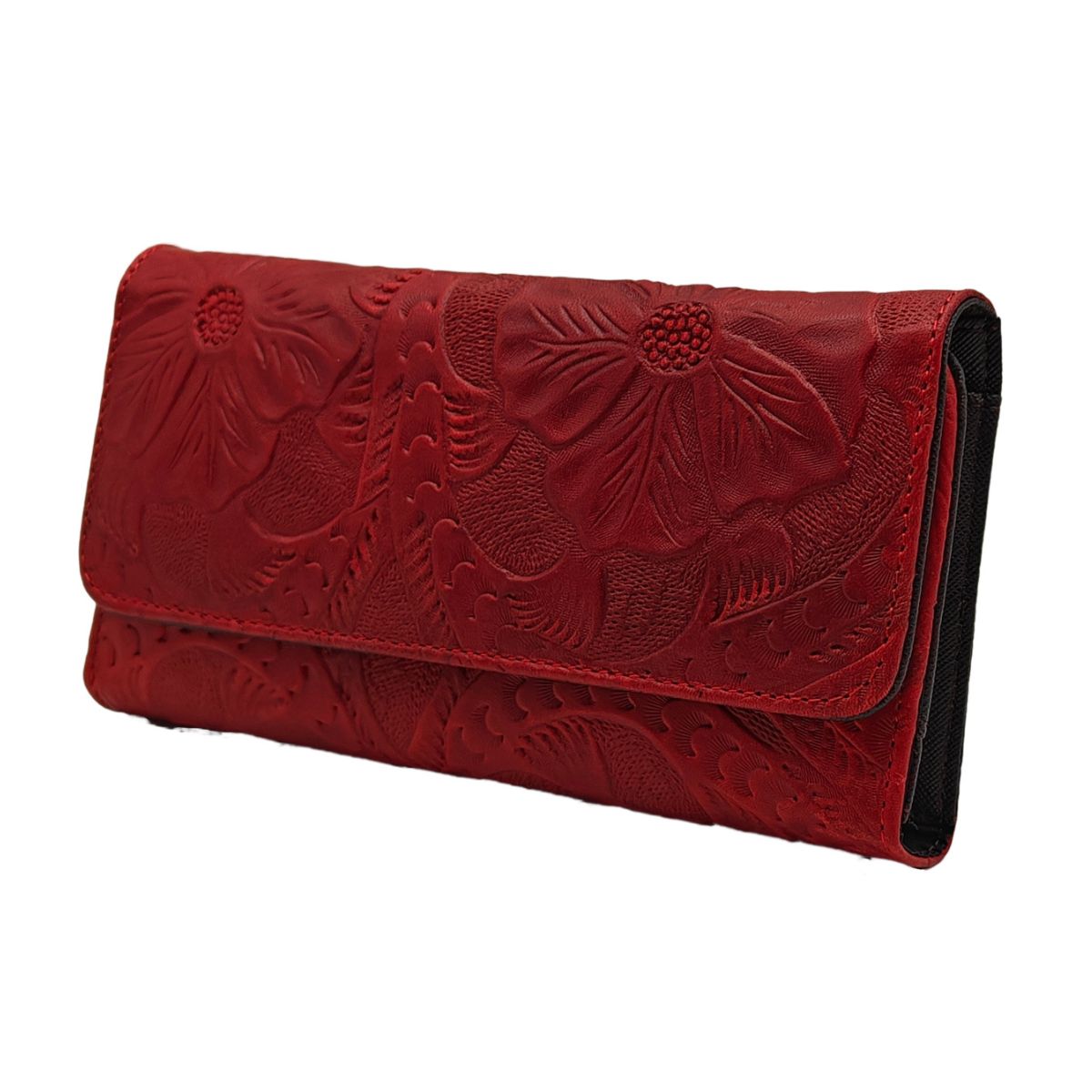 Foto 3 | Cartera En Piel Vacuno Cincelada Fana Fanny Rojo