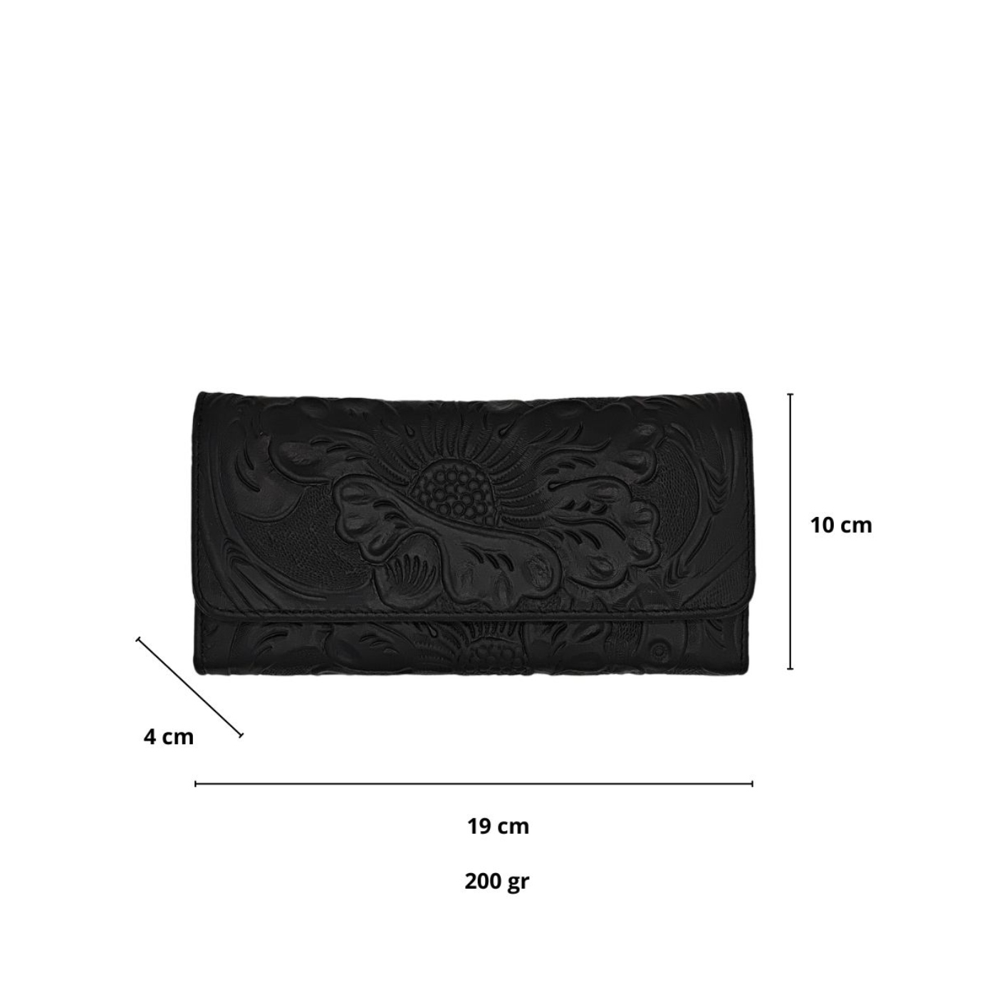 Foto 5 pulgar | Cartera En Piel Vacuno Cincelada Fana Fanny Negro