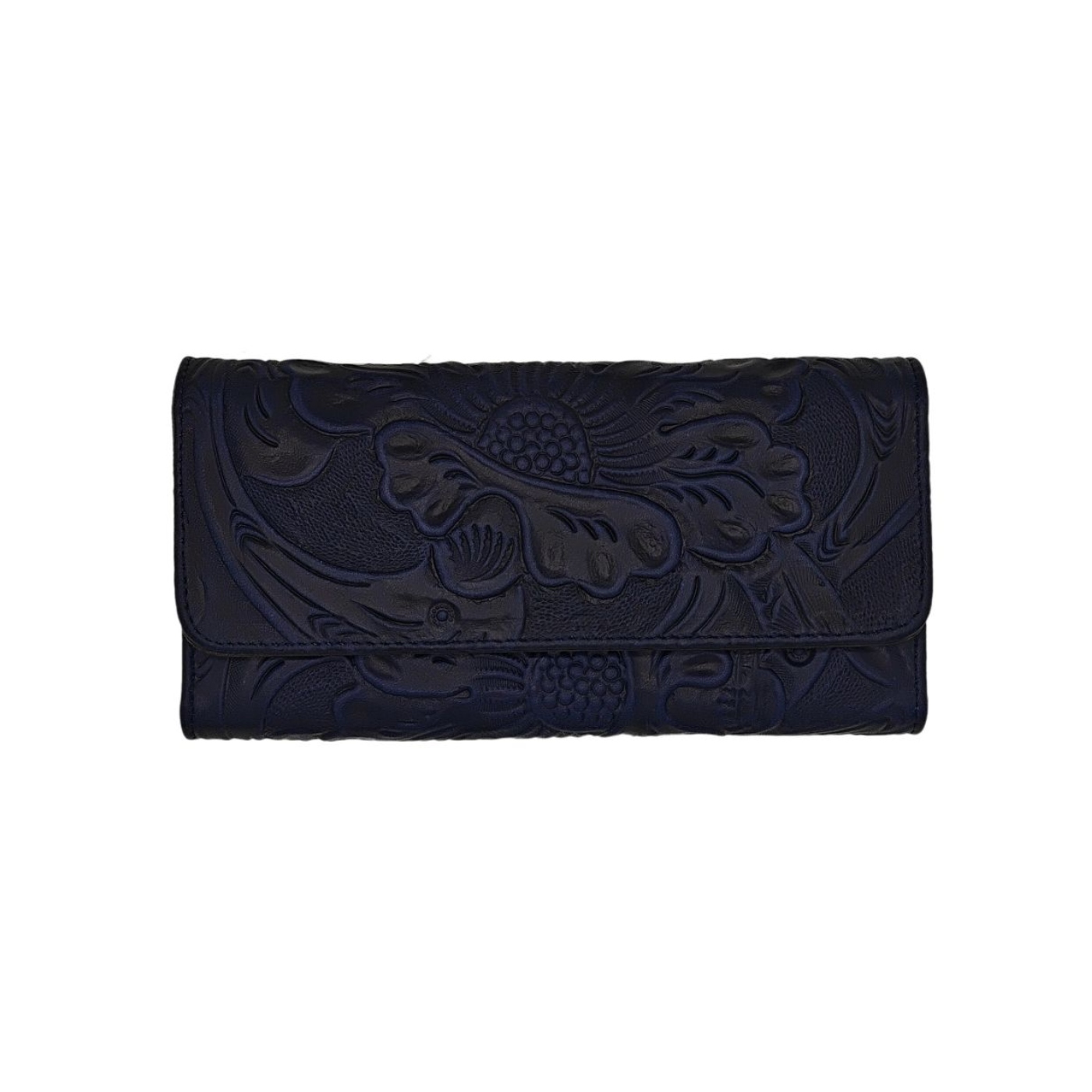 Cartera En Piel Vacuno Cincelada Fana Fanny Azul Marino