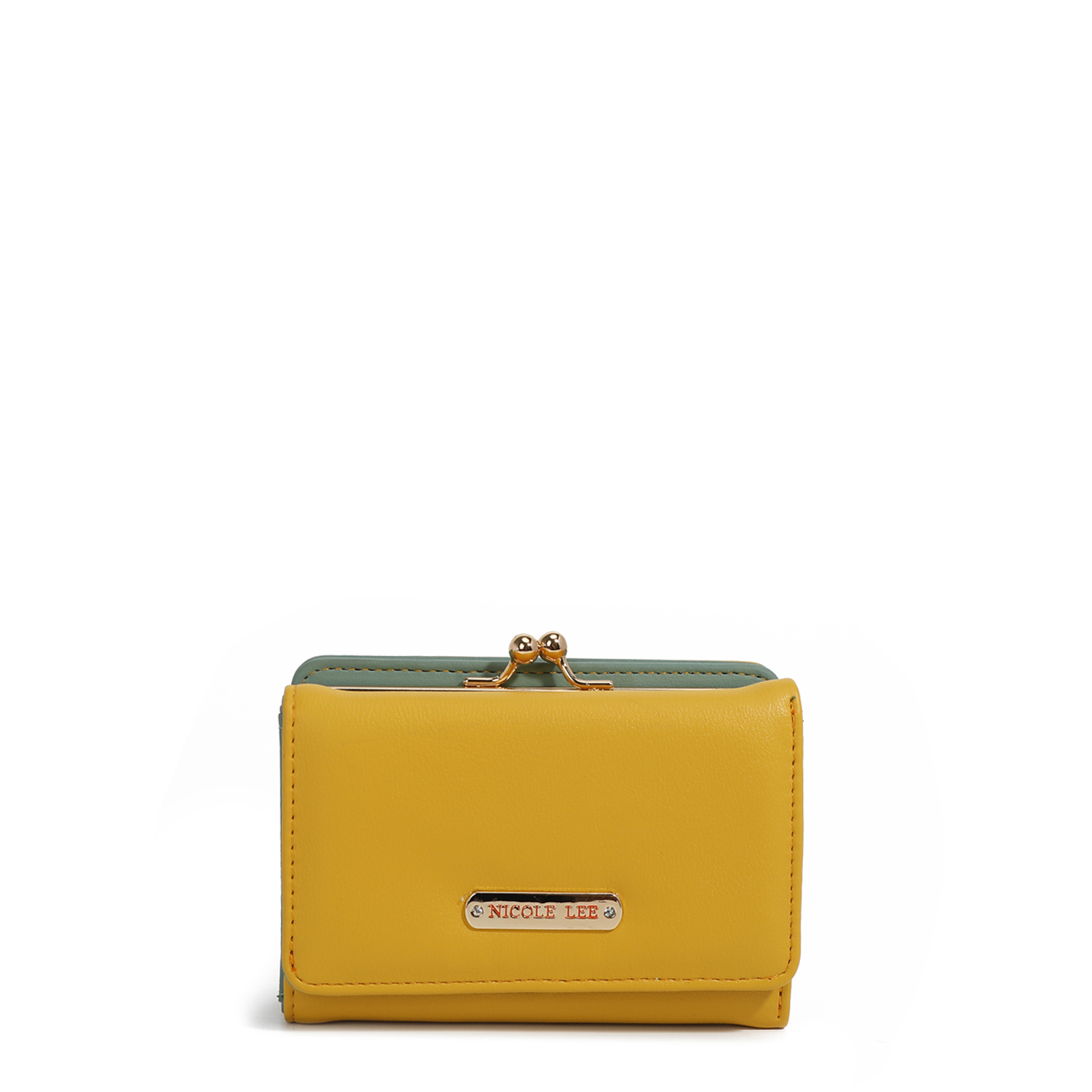 Cartera Nicole Lee Compacta Lisa con Solapa Mostaza