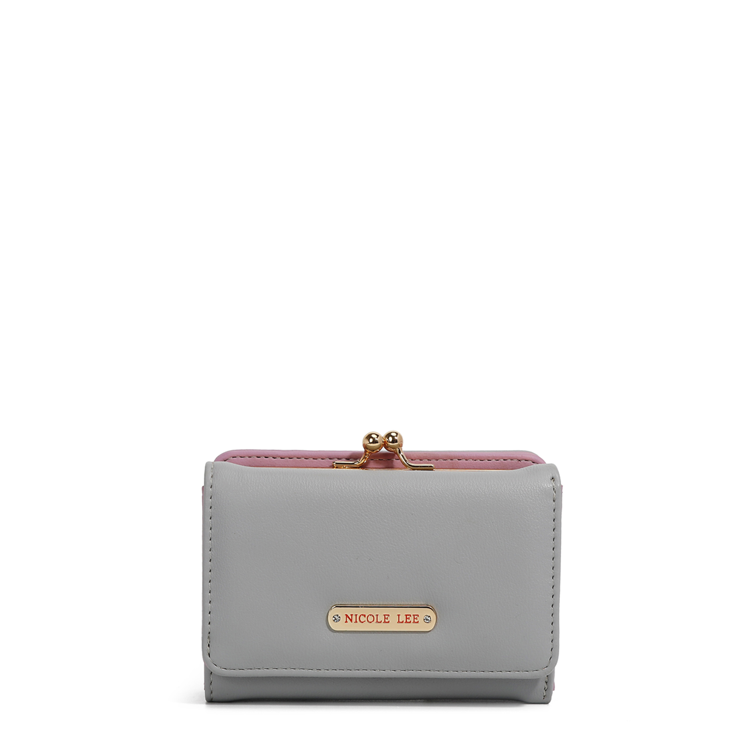 Cartera Nicole Lee Compacta Lisa con Solapa Gris