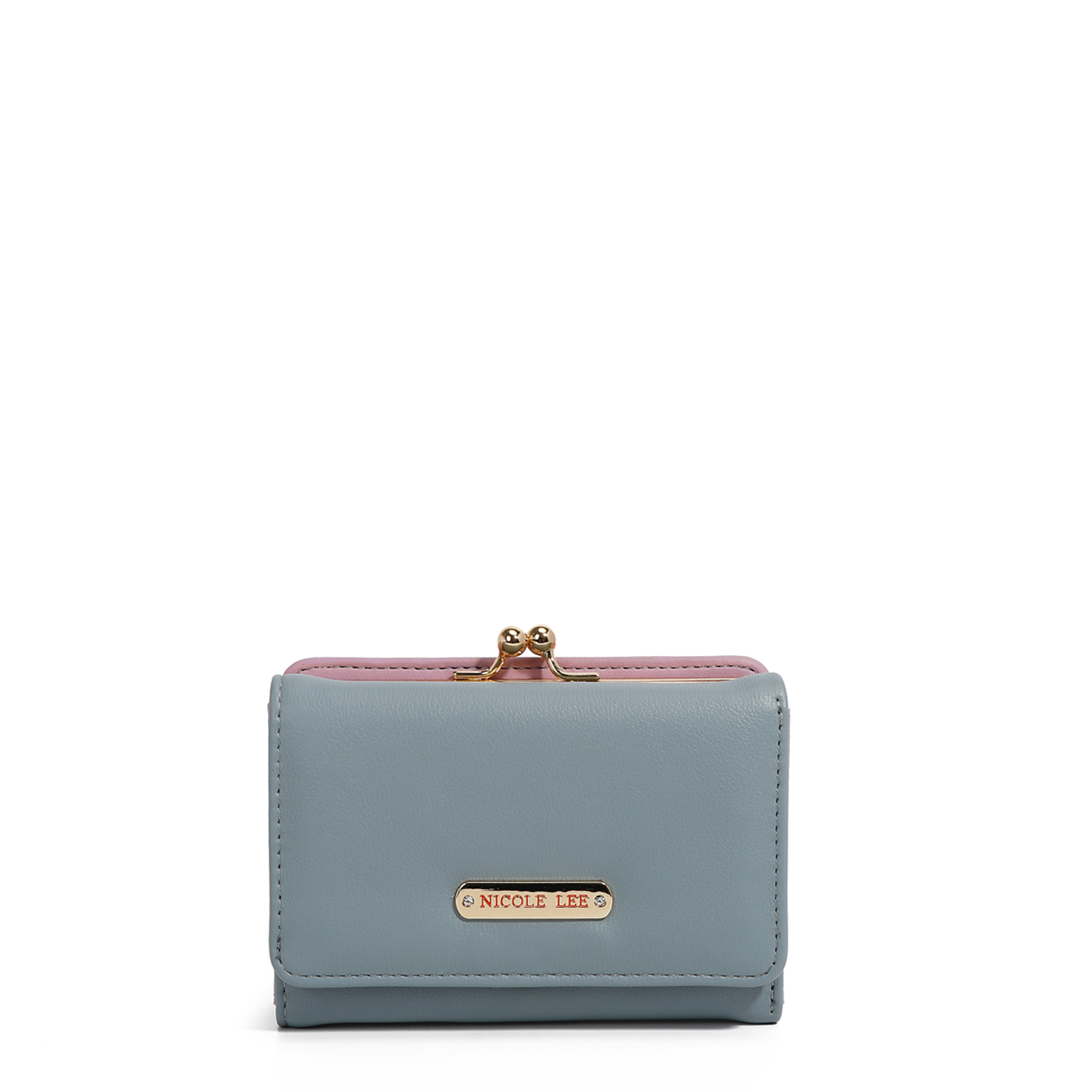Cartera Nicole Lee Compacta Lisa con Solapa Azul