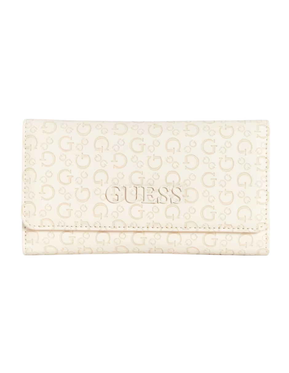 Foto 2 pulgar | Cartera Guess Bowie Debossed Logo Slim Clutch Beige