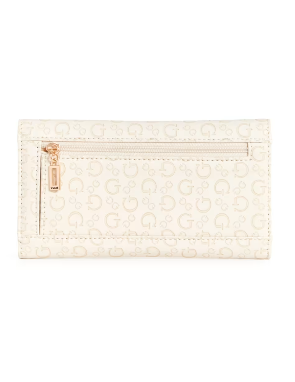 Foto 3 pulgar | Cartera Guess Bowie Debossed Logo Slim Clutch Beige