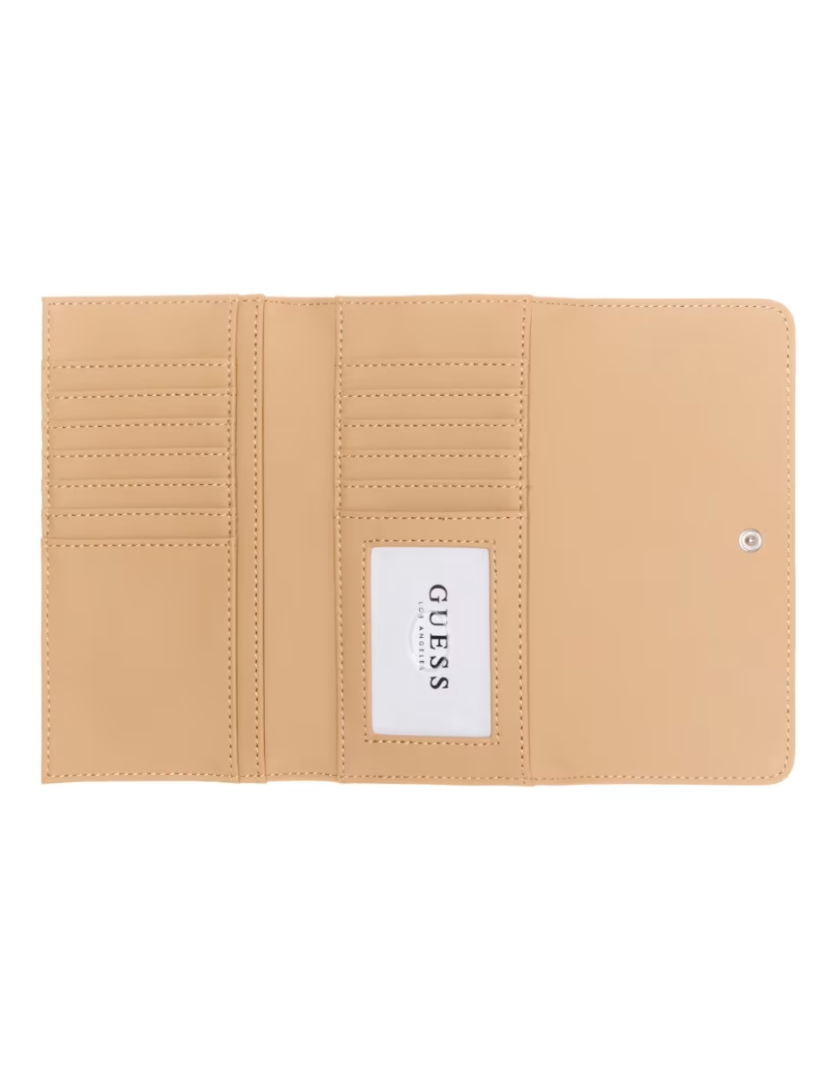 Foto 4 pulgar | Cartera Guess Bowie Debossed Logo Slim Clutch Beige