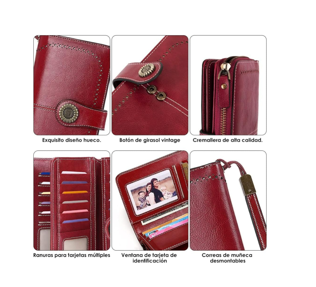 Foto 4 pulgar | Cartera Para Mujer Gran Capacidad Rojo