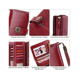 Foto 3 | Cartera Para Mujer Gran Capacidad Rojo
