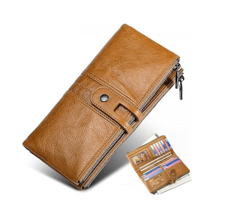 Foto 1 | Cartera De Cuero Marron Con Bloqueo Rfid