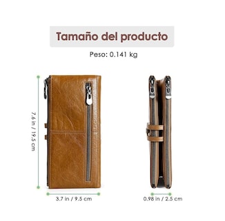 Foto 3 | Cartera De Cuero Marron Con Bloqueo Rfid