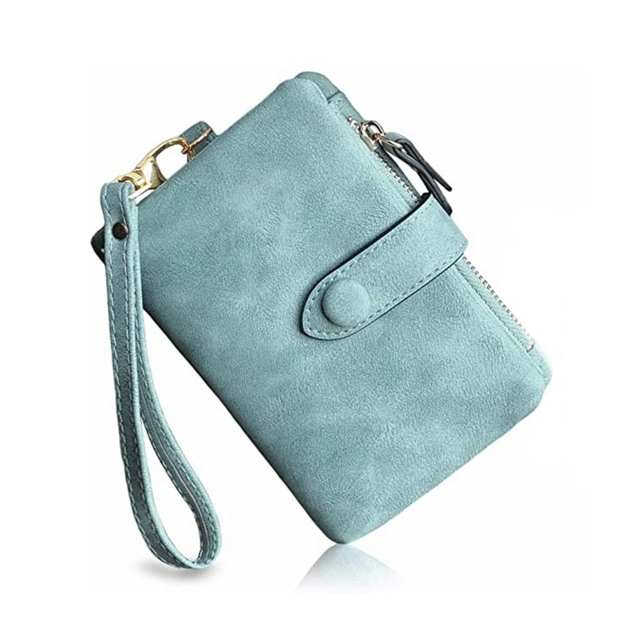 Cartera De Pu Cuero Azul