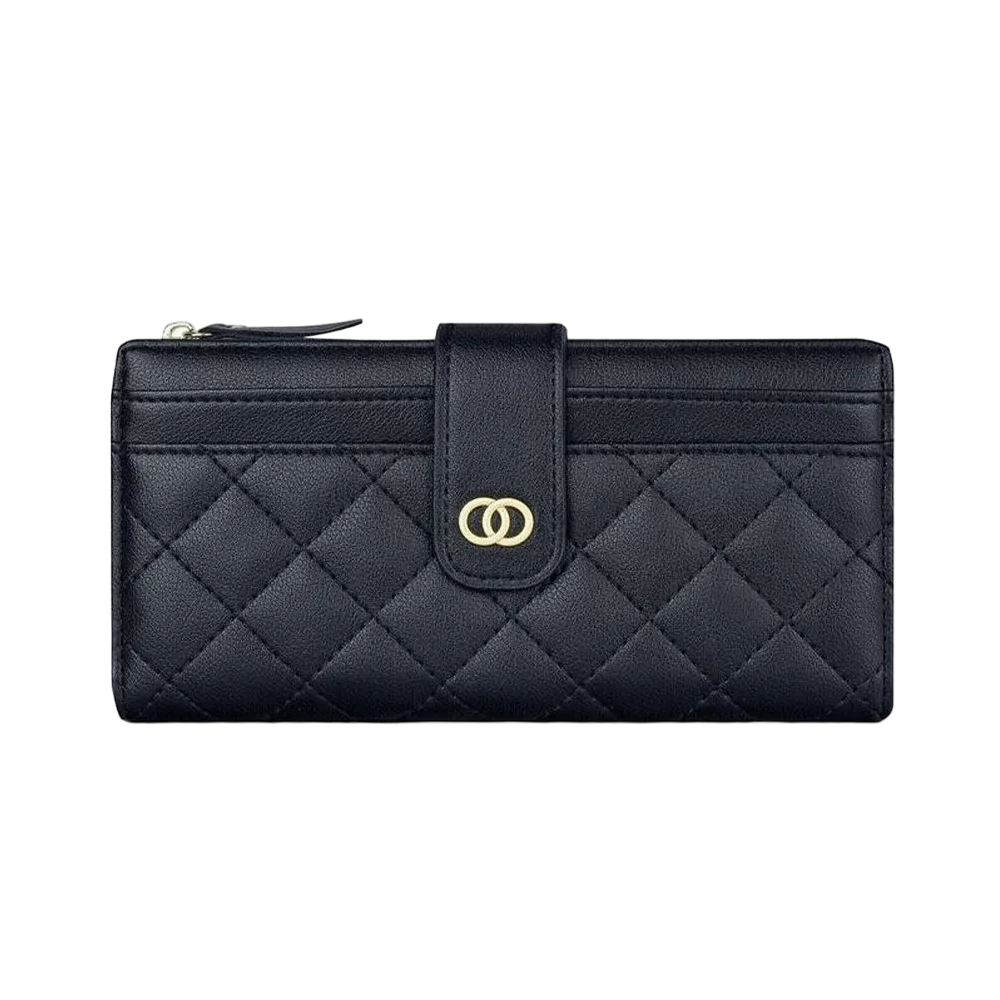 Foto 2 pulgar | Cartera Larga De Cuero Negro para Mujer
