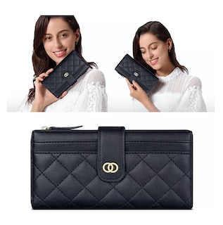 Foto 2 | Cartera Larga De Cuero Negro para Mujer
