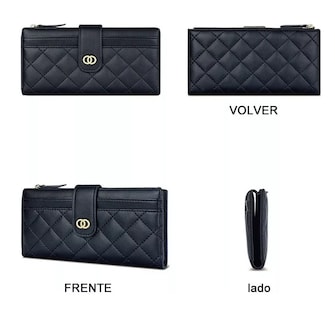 Foto 3 | Cartera Larga De Cuero Negro para Mujer
