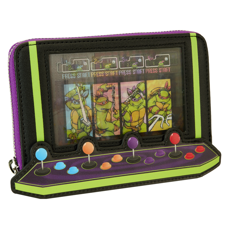 Foto 1 | Loungefly Teenage Mutant Ninja Turtles: Vintage Arcade Lenticular Zip Around Wallet