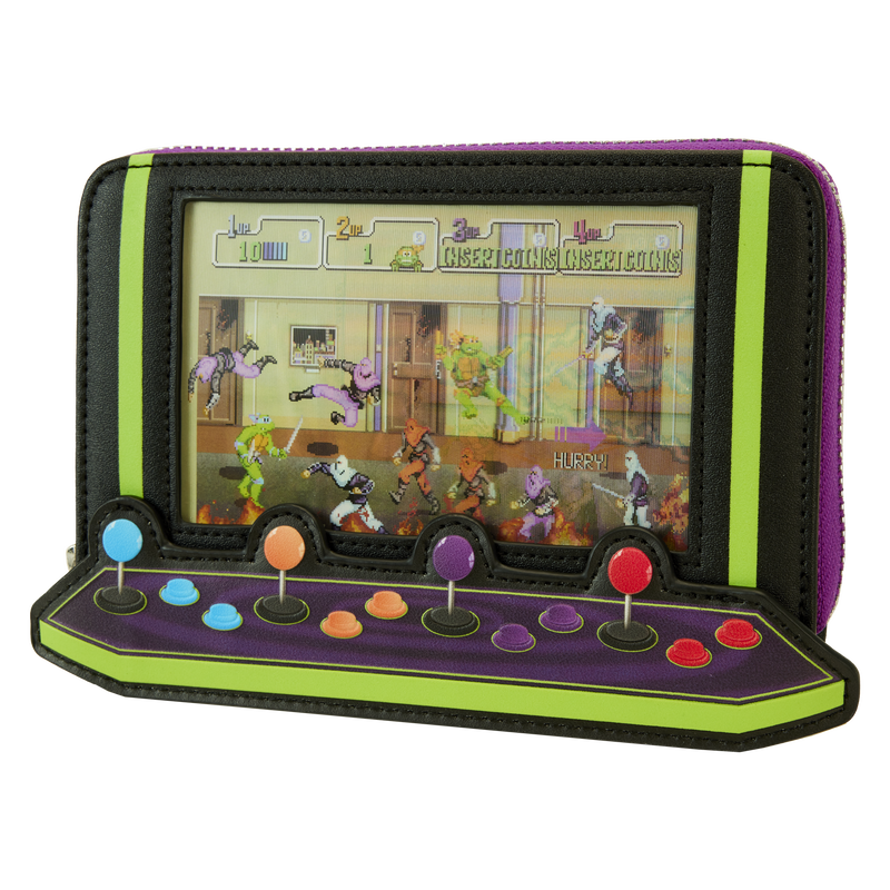 Foto 2 | Loungefly Teenage Mutant Ninja Turtles: Vintage Arcade Lenticular Zip Around Wallet