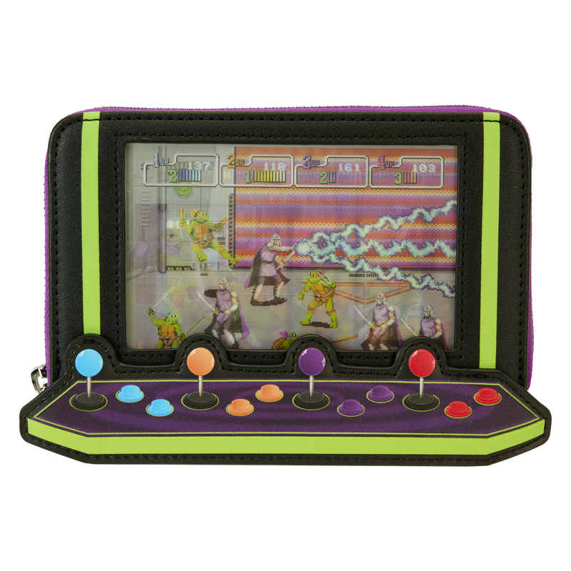 Foto 3 | Loungefly Teenage Mutant Ninja Turtles: Vintage Arcade Lenticular Zip Around Wallet