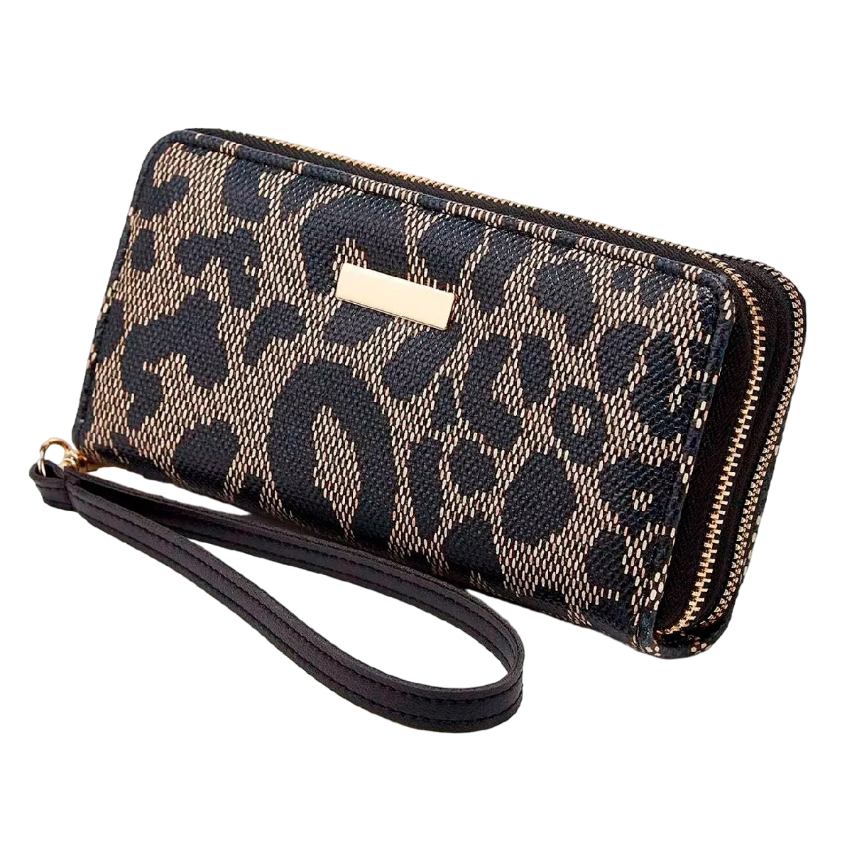 Foto 1 | Billetera Elegante Leopardo Negro Marron