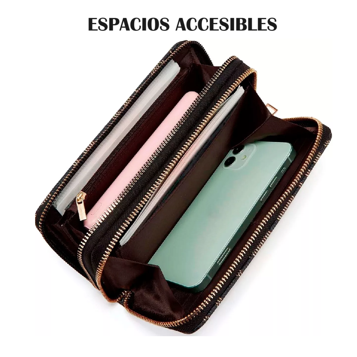 Foto 4 pulgar | Billetera Elegante Leopardo Negro Marron