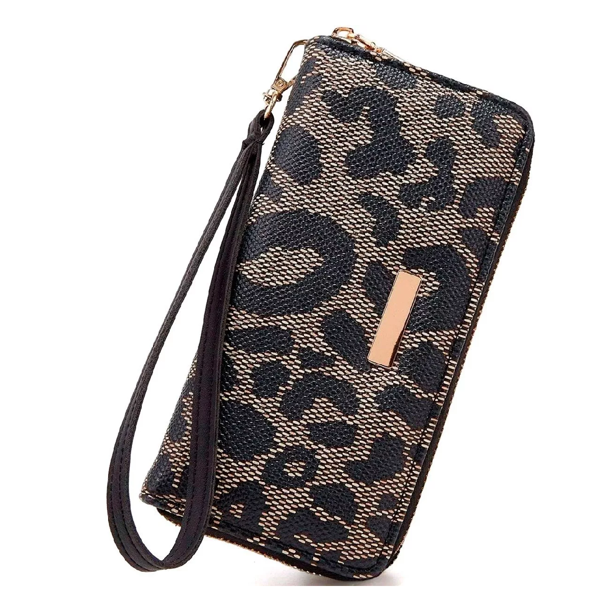 Foto 5 pulgar | Billetera Elegante Leopardo Negro Marron
