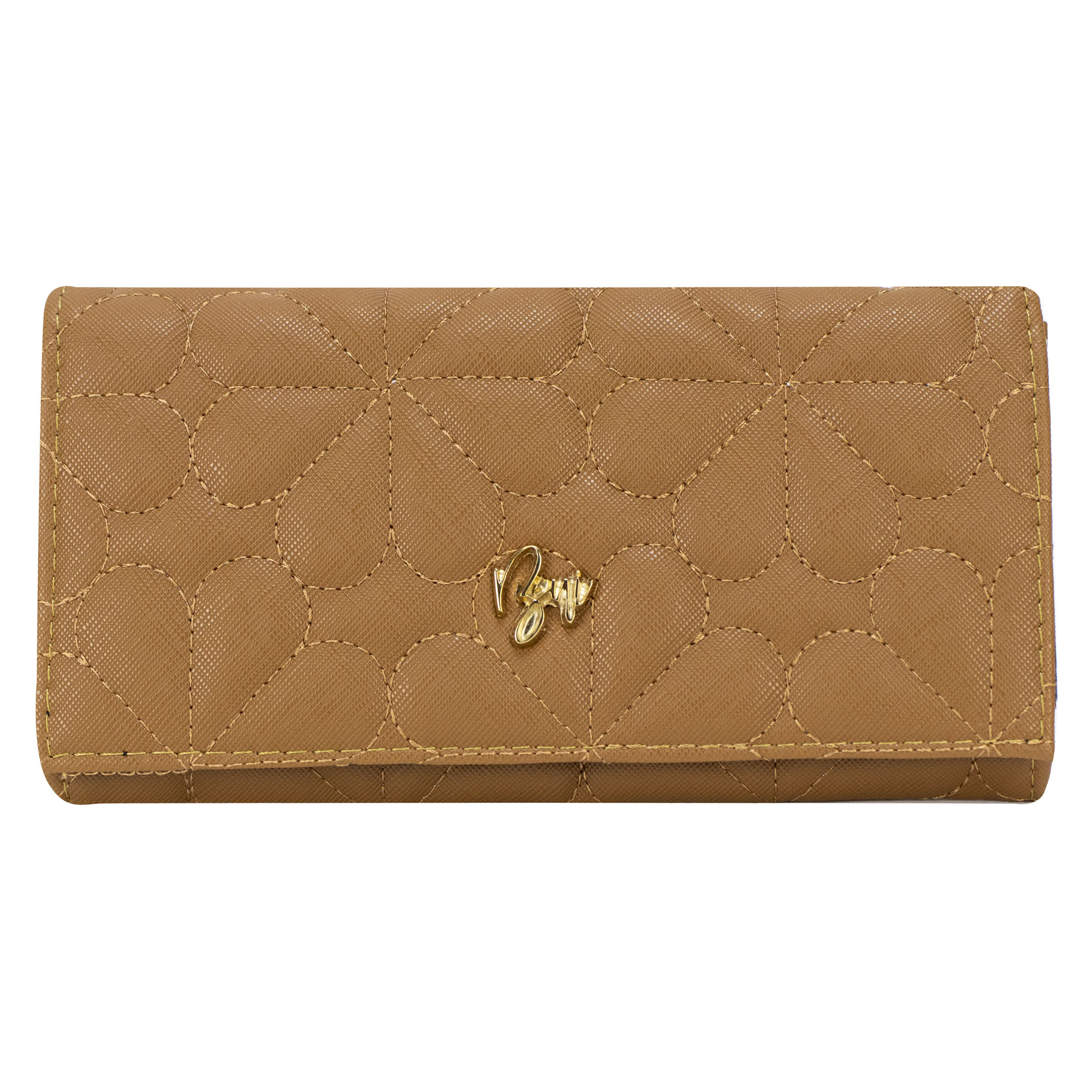 Foto 1 | Cartera Para Dama Camel Capitonado Flor Sintetico Est.2 Nueva Imagen