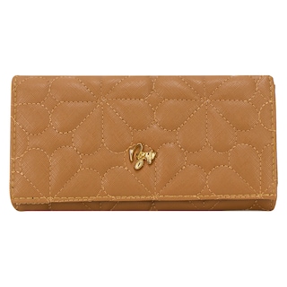 Foto 1 | Cartera Para Dama Camel Capitonado Flor Sintetico Est.2 Nueva Imagen