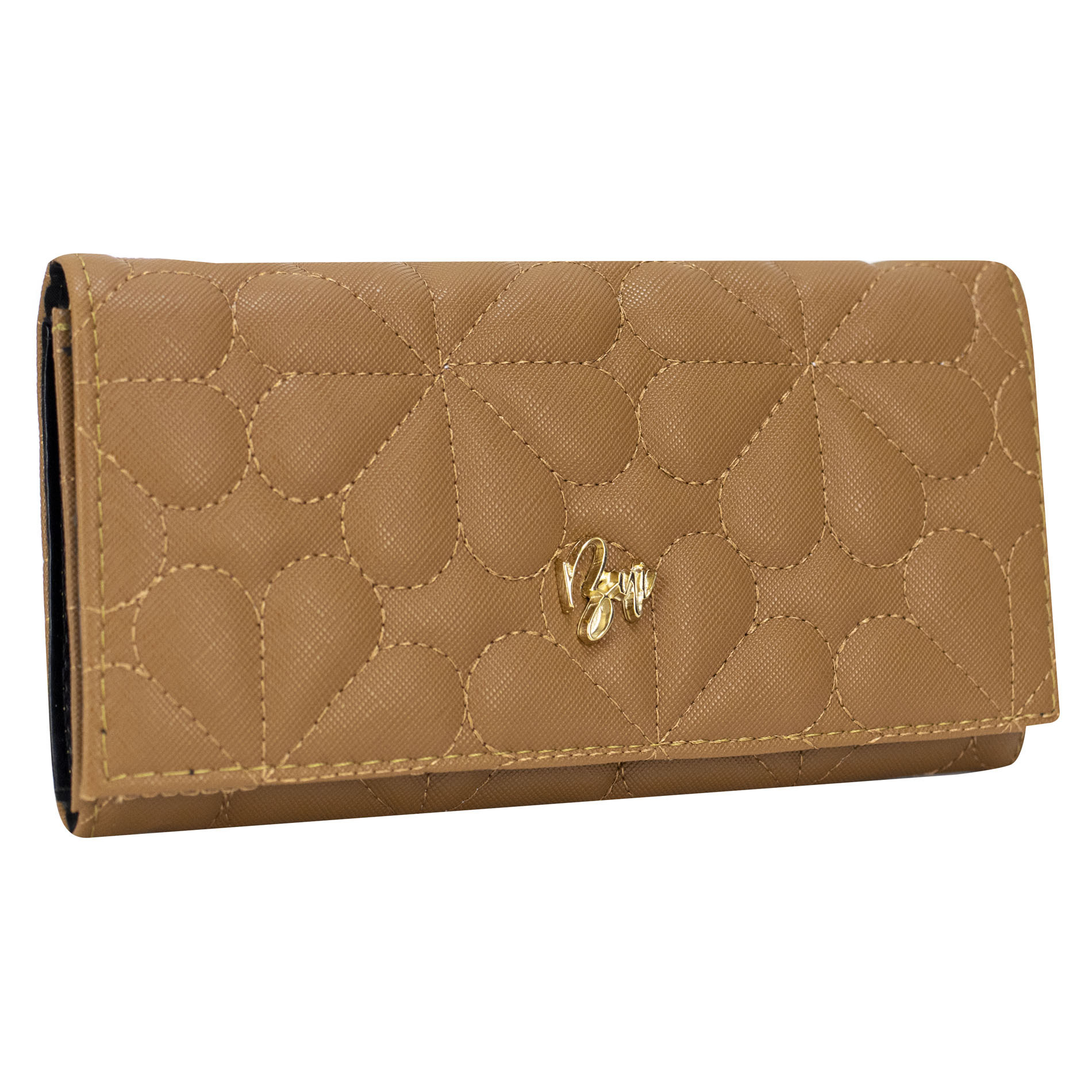 Foto 2 | Cartera Para Dama Camel Capitonado Flor Sintetico Est.2 Nueva Imagen