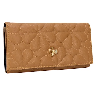 Foto 2 | Cartera Para Dama Camel Capitonado Flor Sintetico Est.2 Nueva Imagen