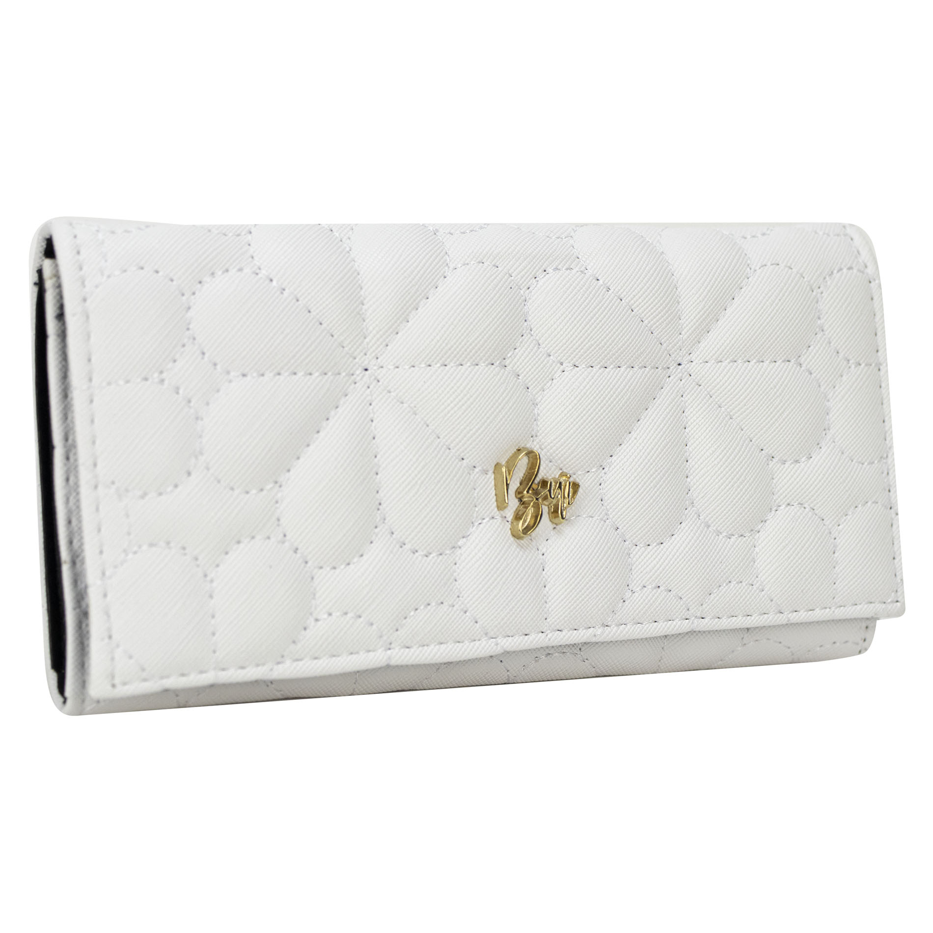 Foto 2 | Cartera Para Dama Blanco Capitonado Flor Sintetico Est.2 Nueva Imagen