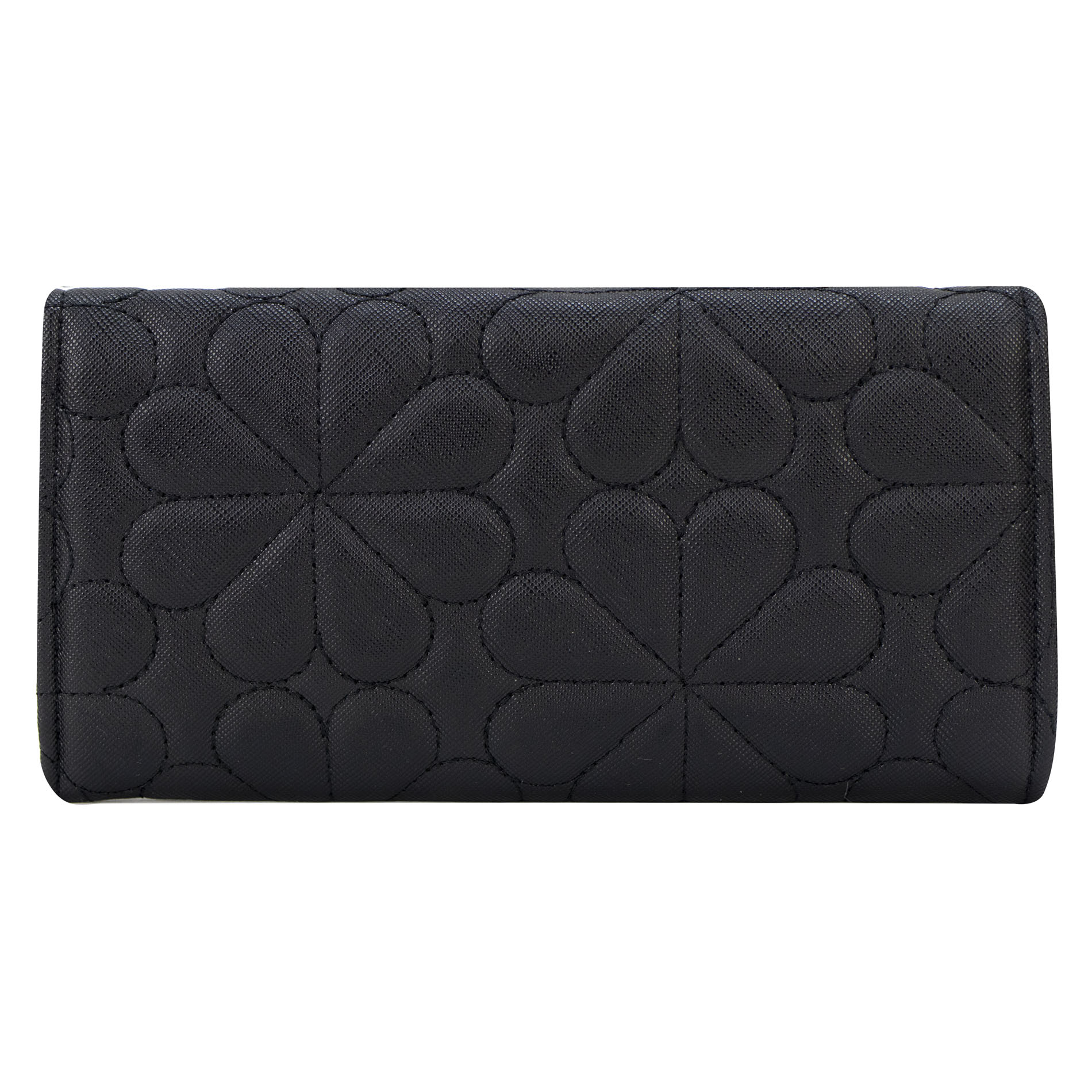 Foto 3 | Cartera Para Dama Negro Capitonado Flor Sintetico Est.2 Nueva Imagen