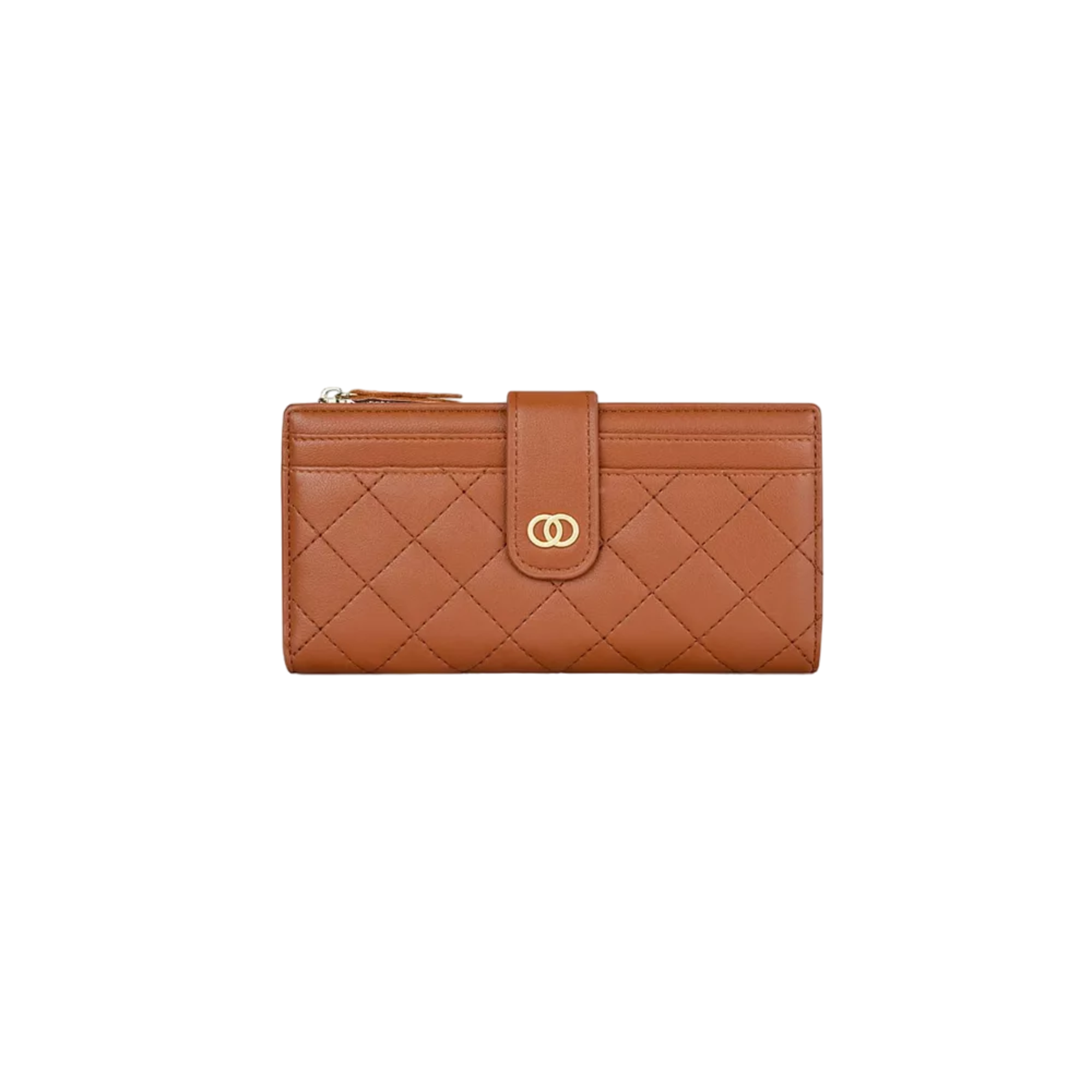 Foto 1 | Cartera Larga De Cuero Para Mujer Multibolsillo, Marrón