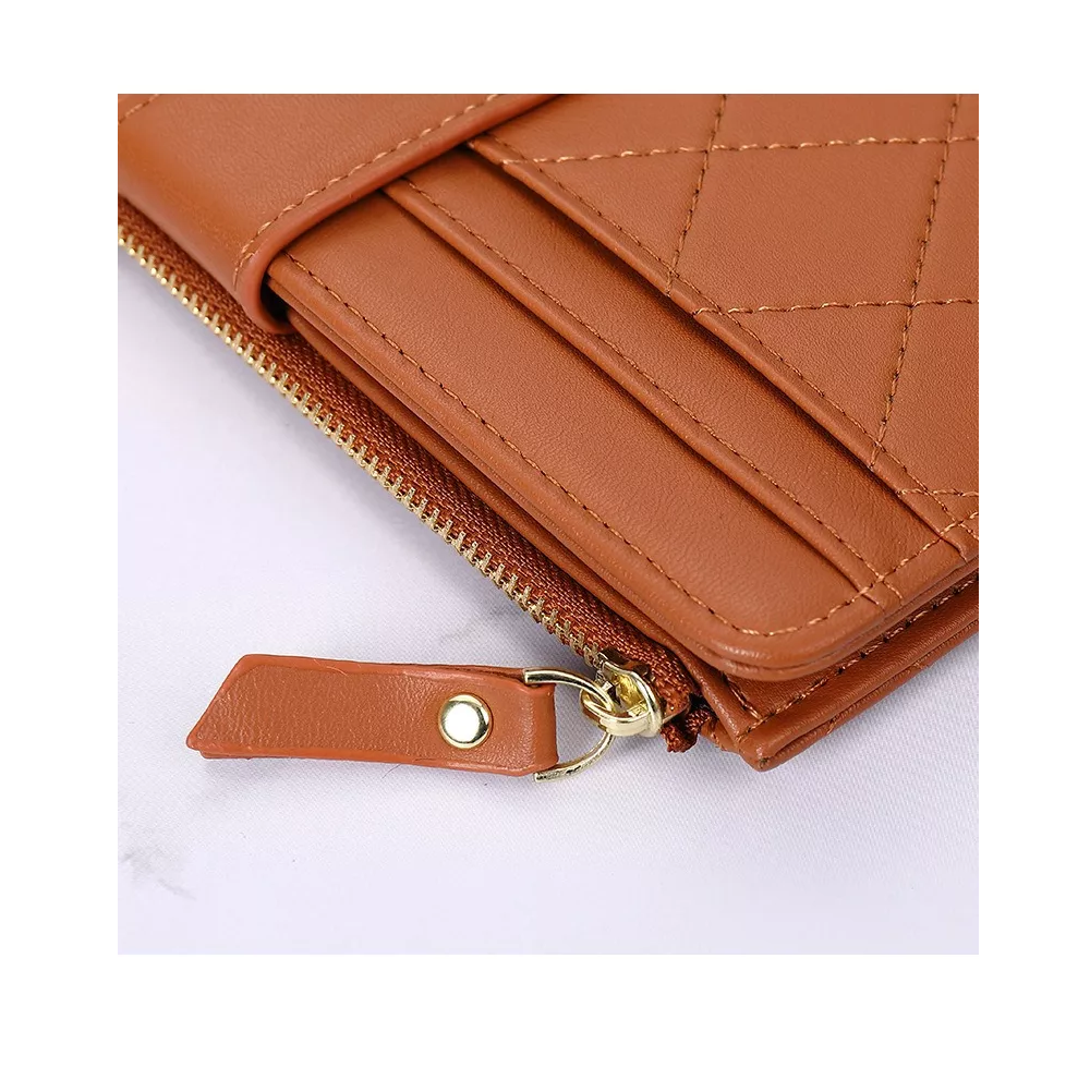 Foto 2 | Cartera Larga De Cuero Para Mujer Multibolsillo, Marrón