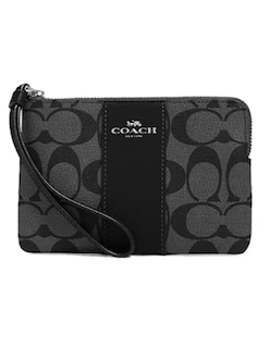 Foto 1 | Monedero Coach Corner Zip con Muñequera Signature Canvas Cw854 Negro