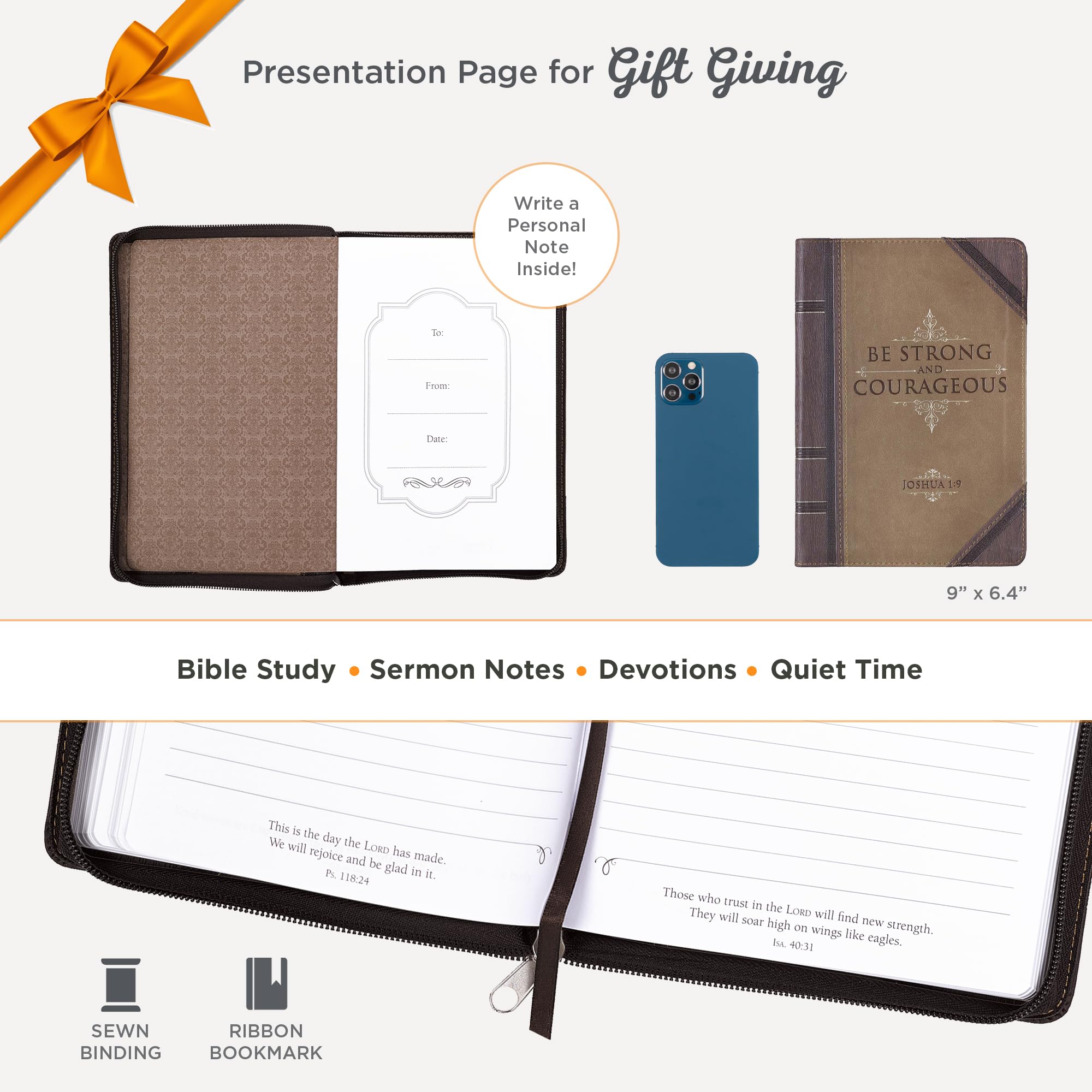 Foto 3 | Cuero Vegano Journal Christian Art Gifts Be Strong Joshua 1:9 - Venta Internacional.