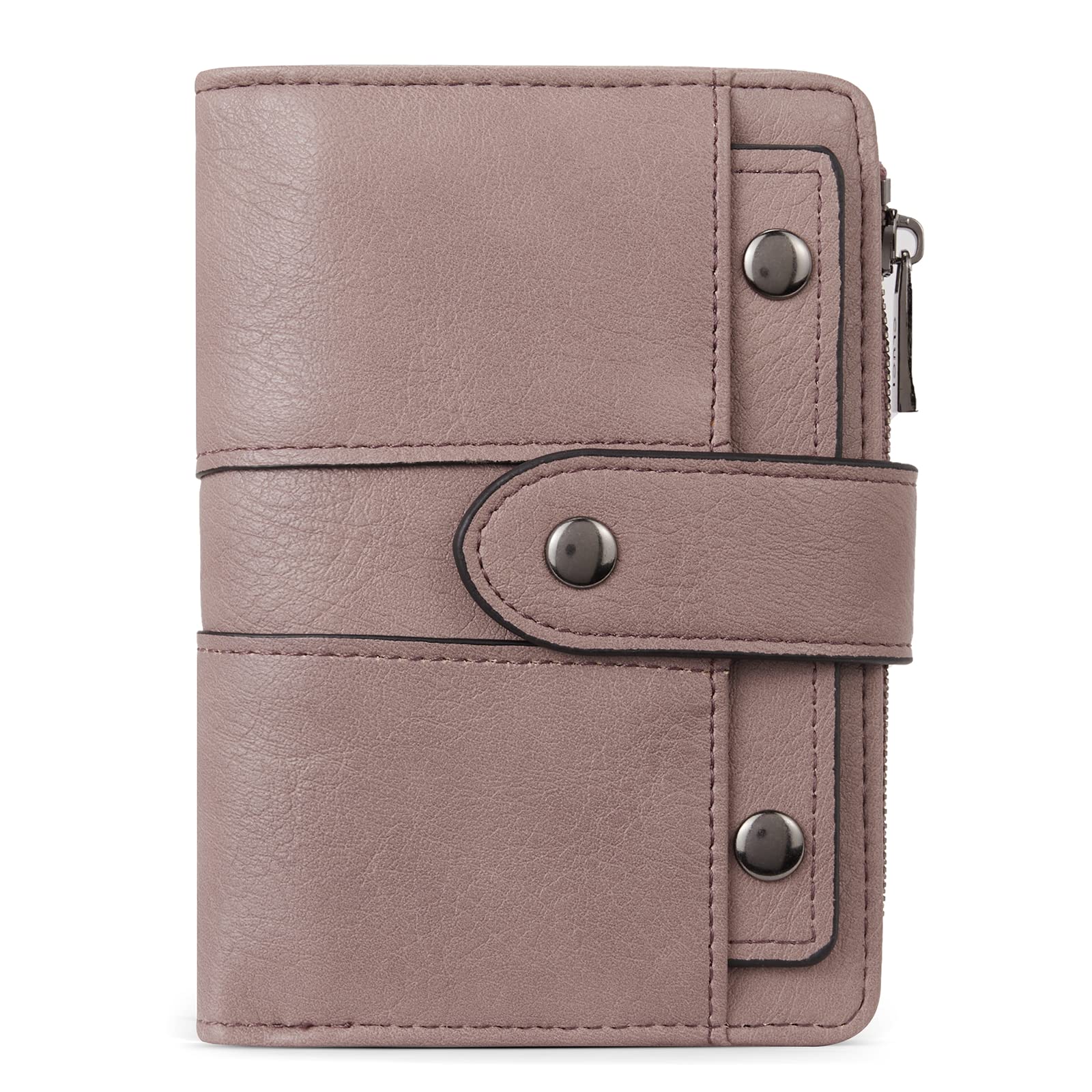 Foto 2 pulgar | Billetera Cluci De Piel Pequeña Con Doble Pliegue Para Mujer, Color Morado - Venta Internacional.