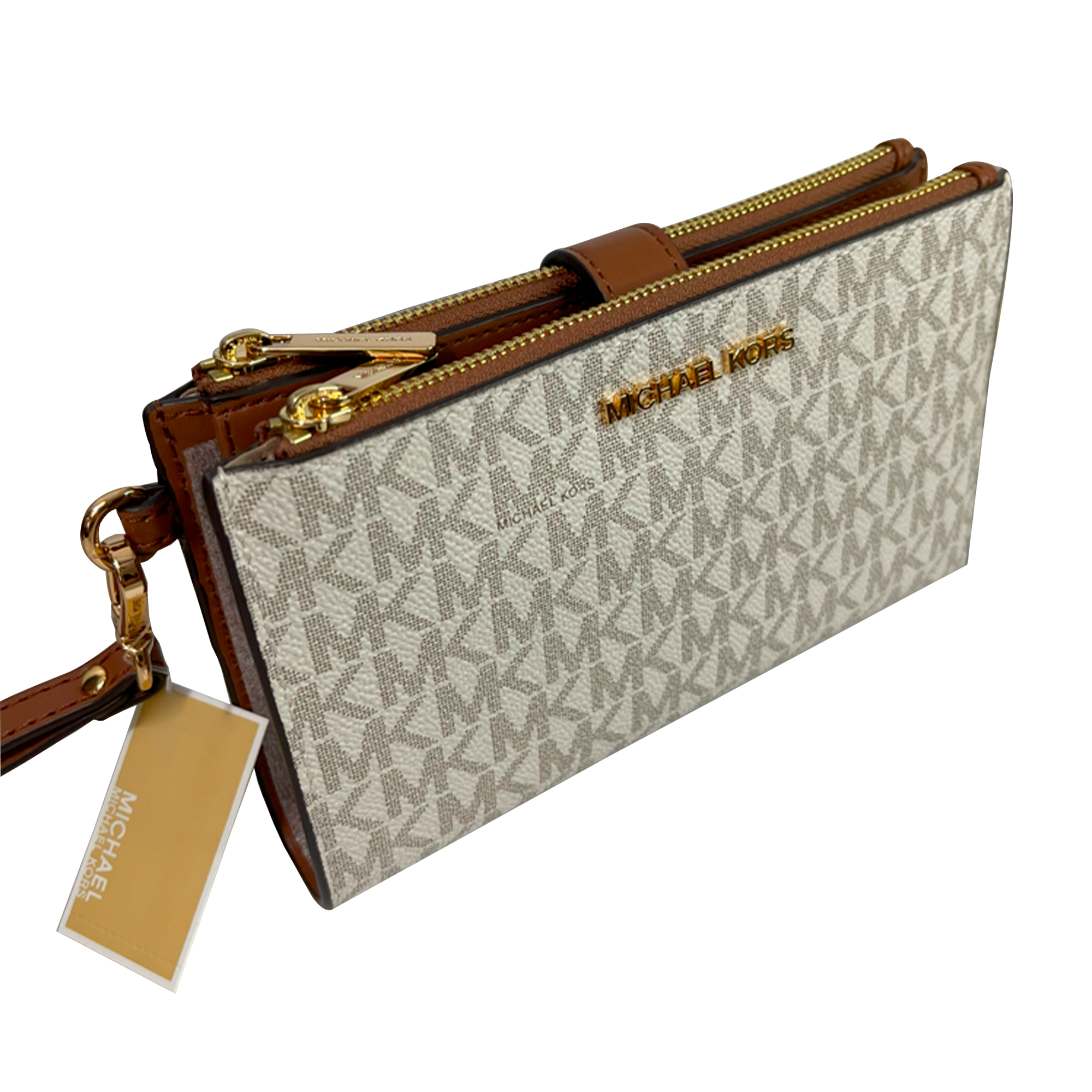 Foto 8 pulgar | Cartera Michael Kors Jet Set Travel Logo Double Zip Wristlet 35f8gtvw0b Beige