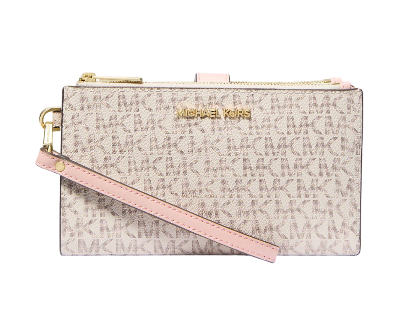 Foto 2 pulgar | Cartera Michael Kors Jet Set Travel Double Zip Wristlet Logo 35F8GTVW0B Beige
