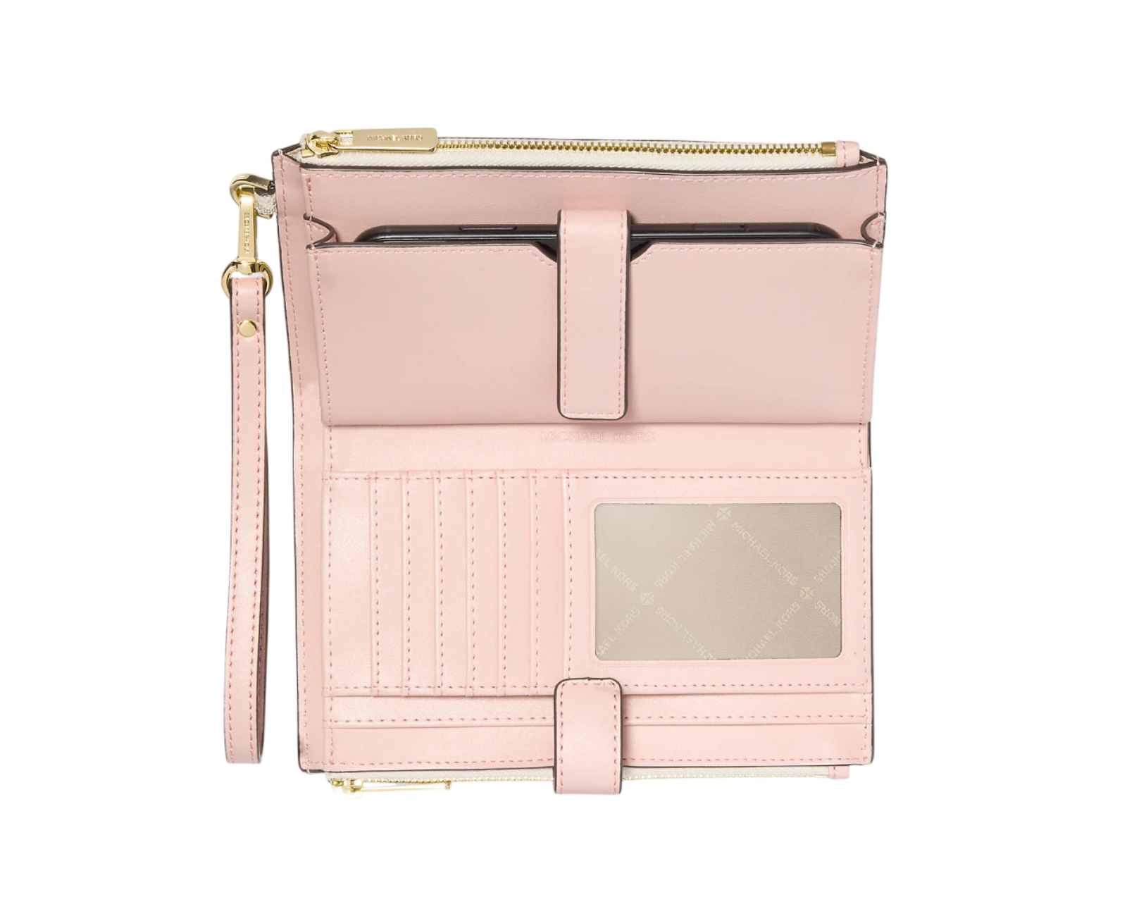 Foto 3 pulgar | Cartera Michael Kors Jet Set Travel Double Zip Wristlet Logo 35F8GTVW0B Beige