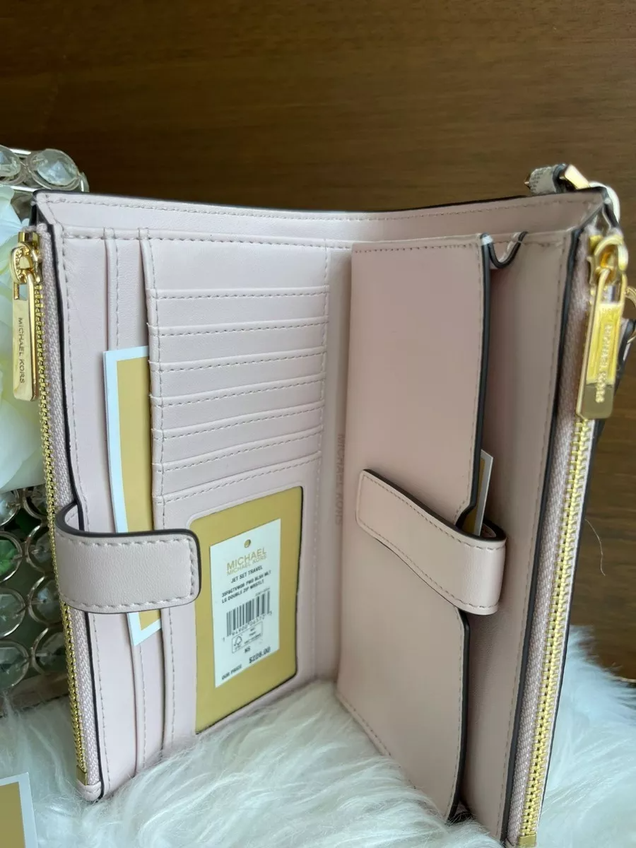 Foto 4 pulgar | Cartera Michael Kors Jet Set Travel Double Zip Wristlet Logo 35F8GTVW0B Beige