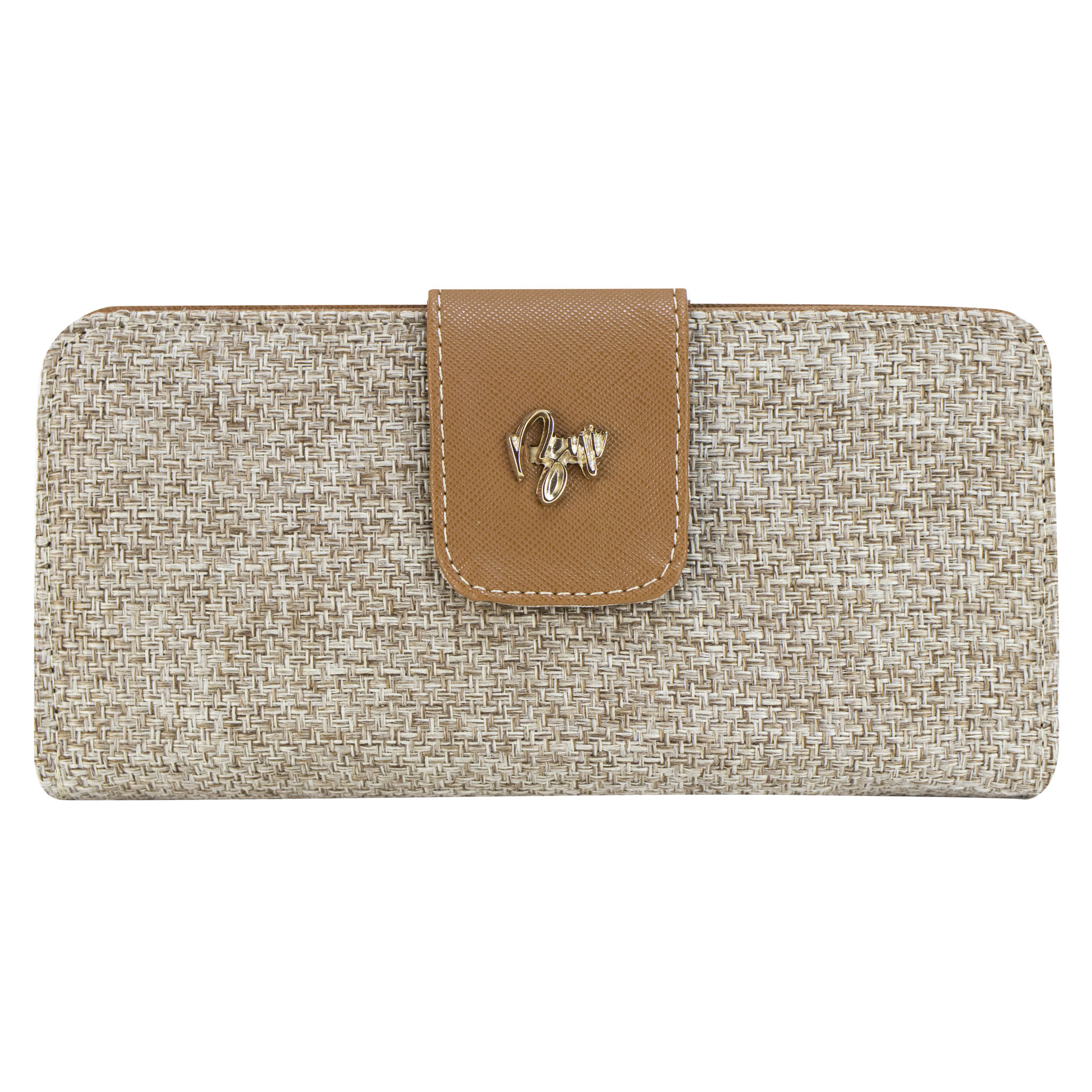 Cartera Para Dama Arena Yute Camel Textil/sintetico Est.10 Nueva Imagen