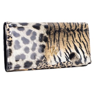 Foto 2 | Cartera Para Dama Negro Charol Leopardo Sintetico Est.2 Nueva Imagen