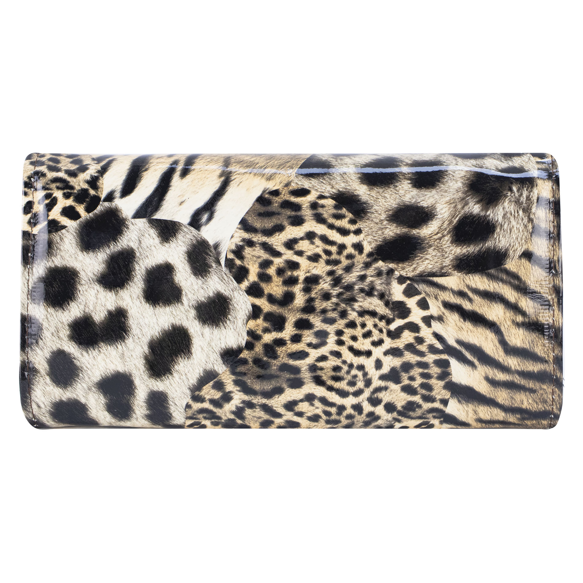 Foto 3 | Cartera Para Dama Negro Charol Leopardo Sintetico Est.2 Nueva Imagen