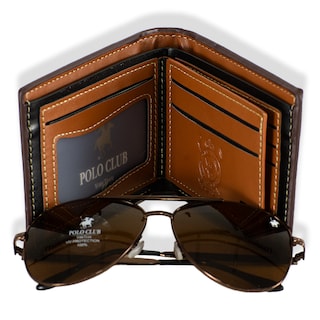 Foto 1 | Set de Lentes y Cartera Polo Café para Hombre