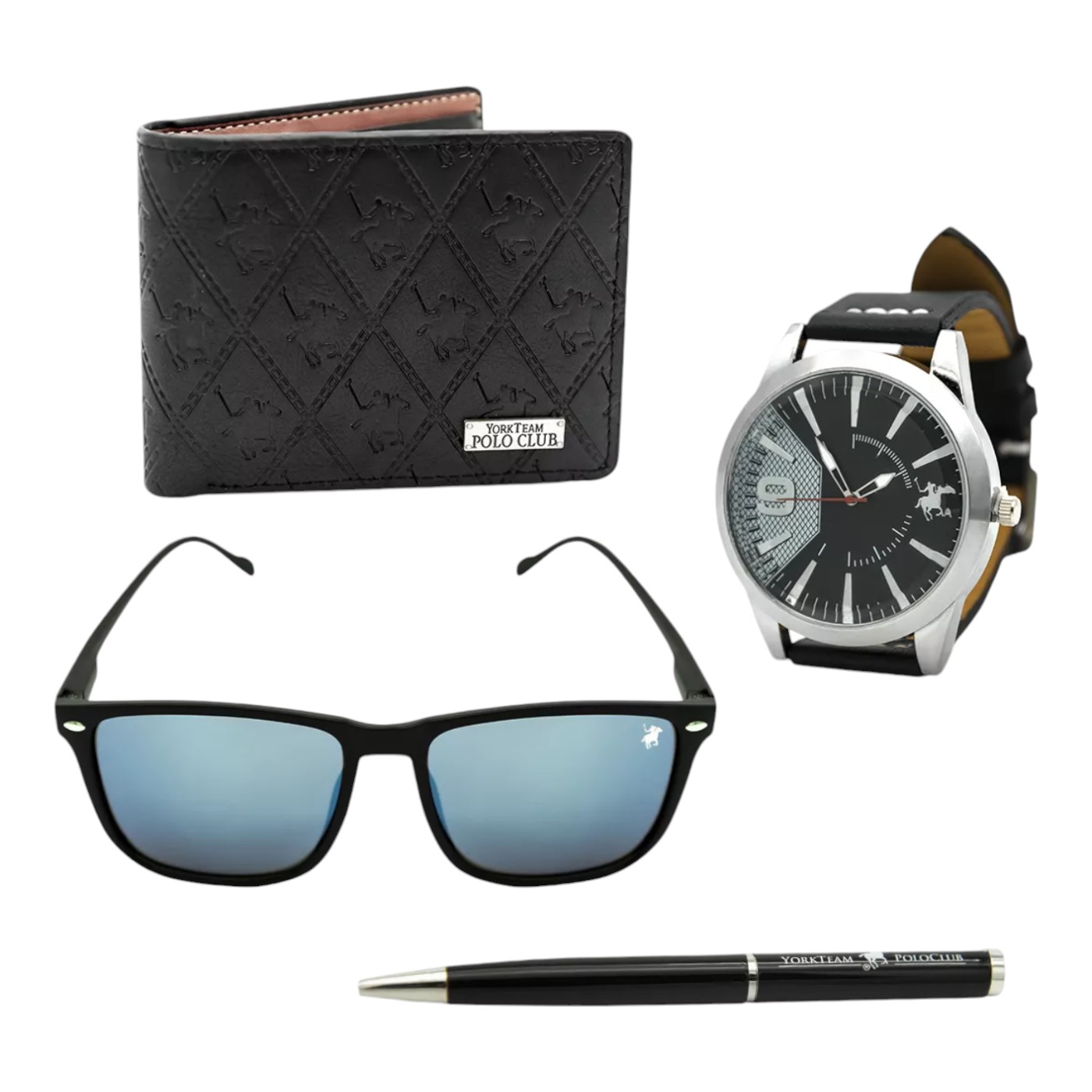 Foto 1 | Set de Lentes Cartera Reloj Pluma Polo Set Negro para Hombre