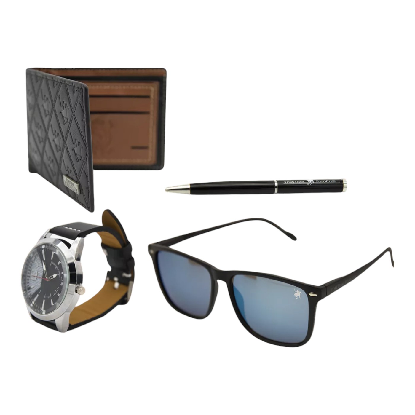 Foto 2 | Set de Lentes Cartera Reloj Pluma Polo Set Negro para Hombre