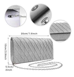 Foto 4 | Bolsa De Mano De Noche Para Fiesta Elegante Con Cadena, Plata