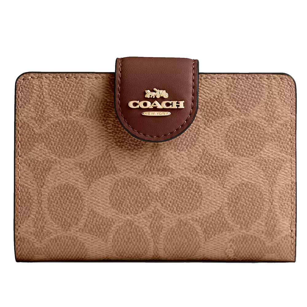 Cartera Coach Medium Corner Zip Wallet Signature Canvas Cw786 Color Café