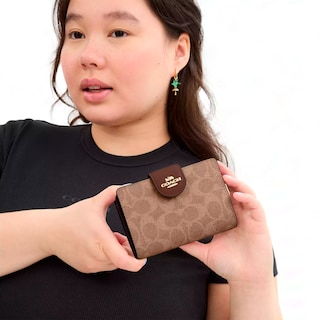 Foto 3 | Cartera Coach Medium Corner Zip Wallet Signature Canvas Cw786 Color Café